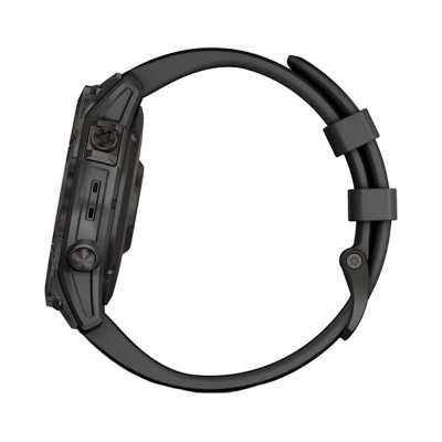Часы Garmin Fenix 7 Sapphire Solar титановый серый DLC с черным ремешком